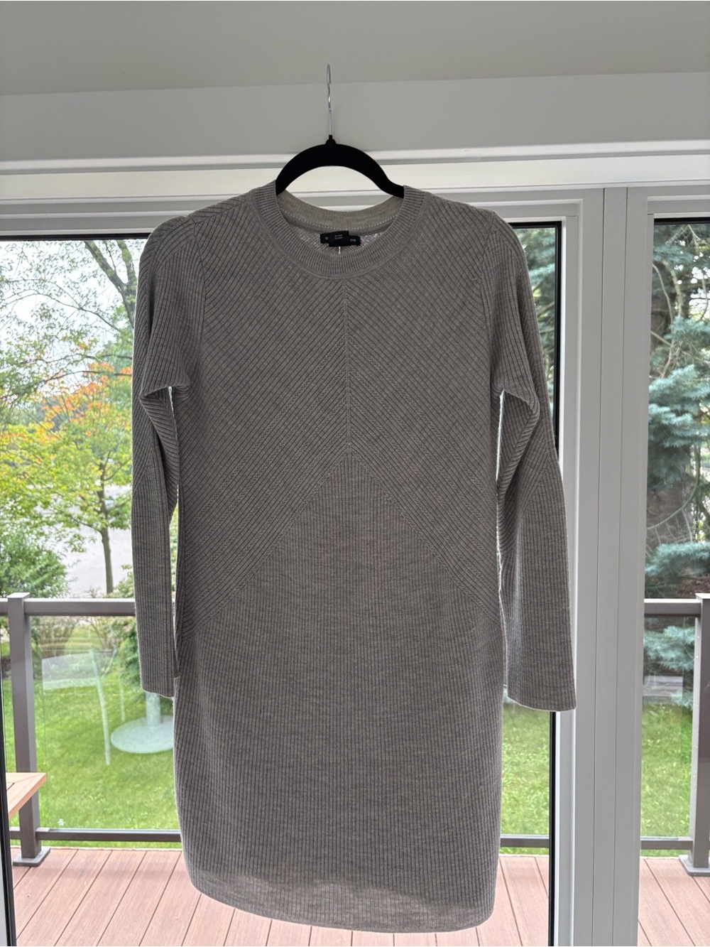 Club Monaco Grey Ribbed Crewneck Sweater dress mini